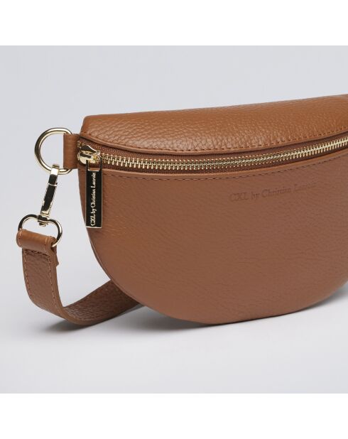 Riñonera Madeleine de piel coñac - 23x6x13 cm