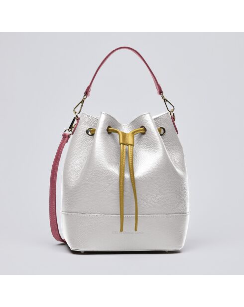 Champs Elysée dreifarbige weiße Beuteltasche aus Leder - 25x15x28 cm