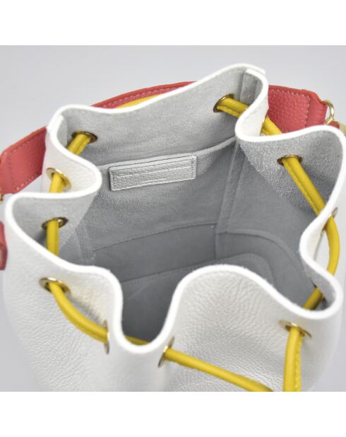 Champs Elysée dreifarbige weiße Beuteltasche aus Leder - 25x15x28 cm