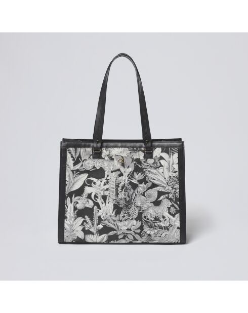 Apolline schwarze Lederhandtasche - 39x15x31 cm