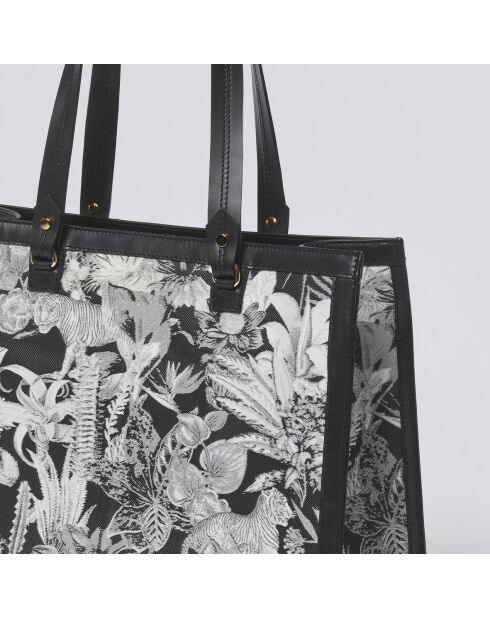 Apolline schwarze Lederhandtasche - 39x15x31 cm