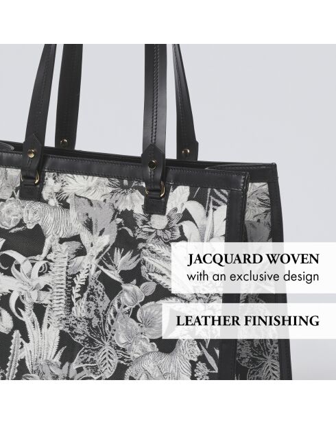 Apolline schwarze Lederhandtasche - 39x15x31 cm