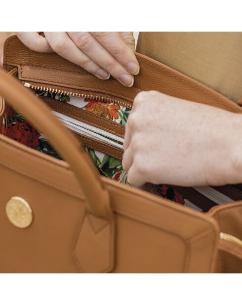 Borsa Riley in pelle cognac - 24,5x32x15 cm