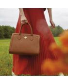 Borsa Riley in pelle cognac - 24,5x32x15 cm
