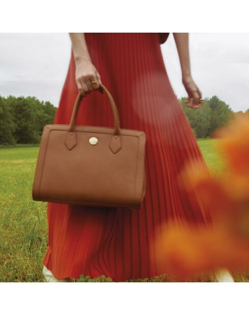 Borsa Riley in pelle cognac - 24,5x32x15 cm