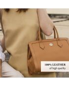 Borsa Riley in pelle cognac - 24,5x32x15 cm