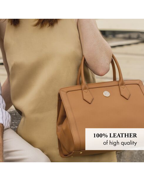 Borsa Riley in pelle cognac - 24,5x32x15 cm