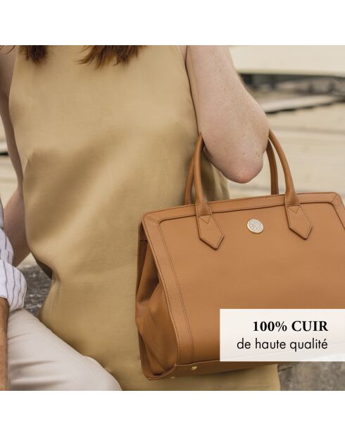 Borsa Riley in pelle cognac - 24,5x32x15 cm