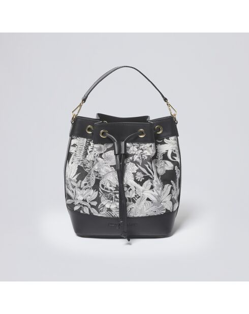 Eleanor schwarze Beuteltasche aus Leder - 21x12x21 cm