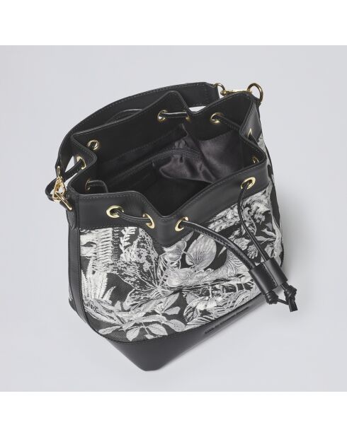 Eleanor schwarze Beuteltasche aus Leder - 21x12x21 cm