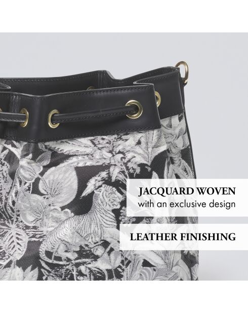 Eleanor schwarze Beuteltasche aus Leder - 21x12x21 cm