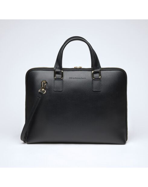 Borsa Louvre in pelle nera - 28,5x38x5,5 cm