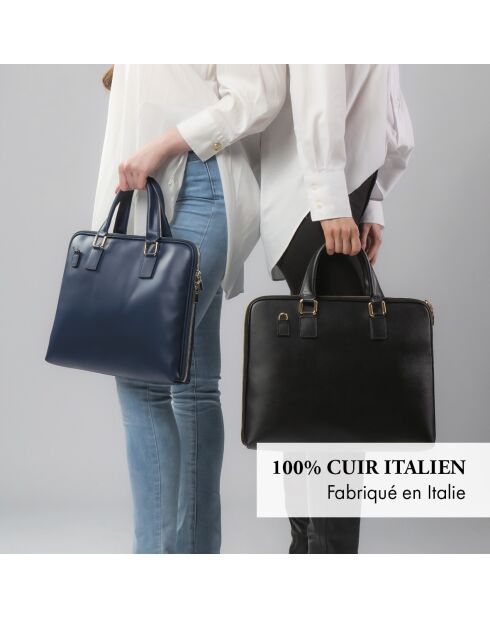 Borsa Louvre in pelle nera - 28,5x38x5,5 cm