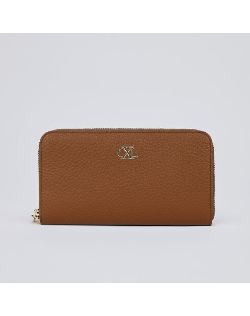 Cartera Concorde de piel coñac - 20x2x11 cm