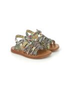 Veelkleurige sandalen met pollock-bandjes en plagettes