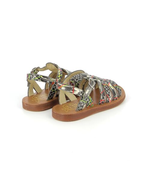 Veelkleurige sandalen met pollock-bandjes en plagettes