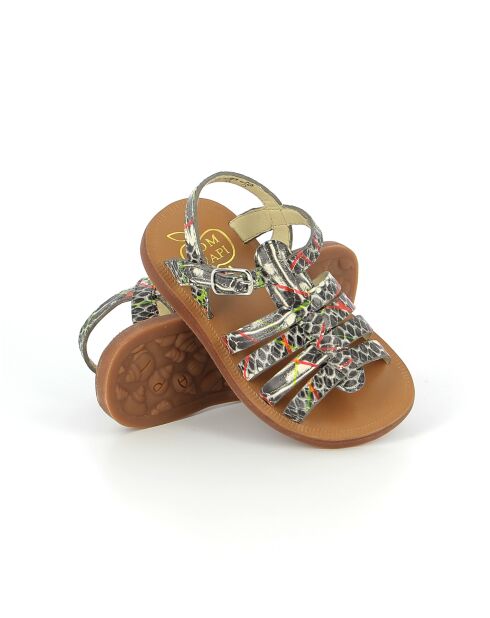 Veelkleurige sandalen met pollock-bandjes en plagettes