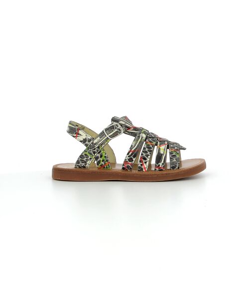 Veelkleurige sandalen met pollock-bandjes en plagettes