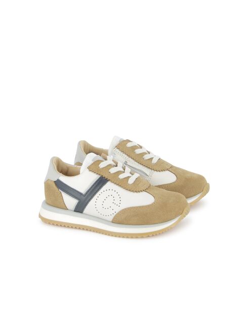 T&C 77 sneakers in camel/crème/marineblauw