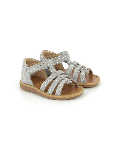 Grijze sandalen met poppy-bandjes