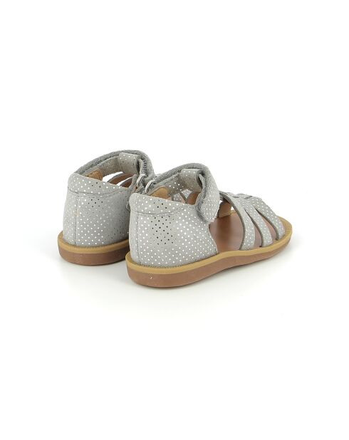 Grijze sandalen met poppy-bandjes