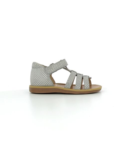 Grijze sandalen met poppy-bandjes