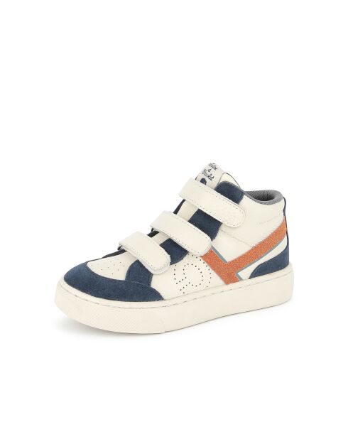 T&C 17 Hi Easy Sneakers in Weiß/Dunkelblau/Gold