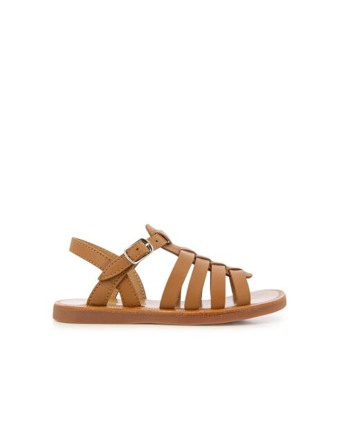 Sandalen met plagettes met camelkleurige bandjes