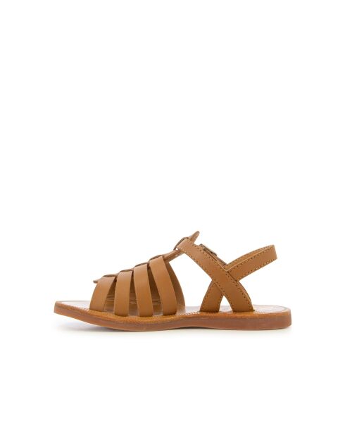 Sandalen met plagettes met camelkleurige bandjes
