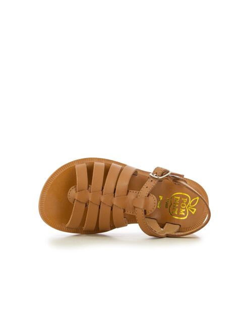 Sandalen met plagettes met camelkleurige bandjes