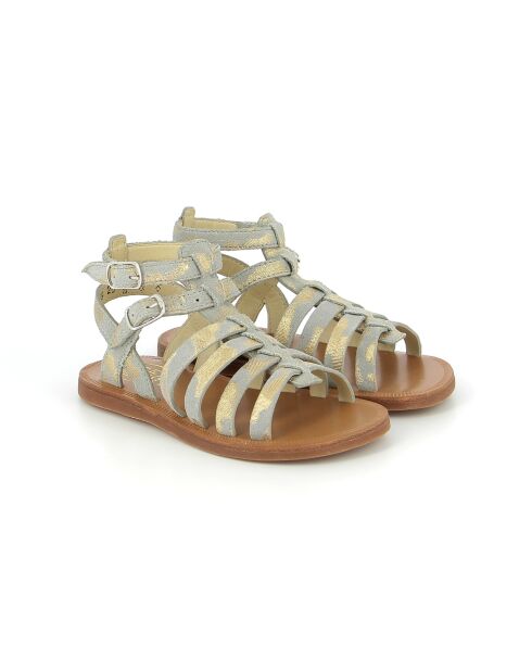 Plagettes Gladiator grijs/gouden sandalen