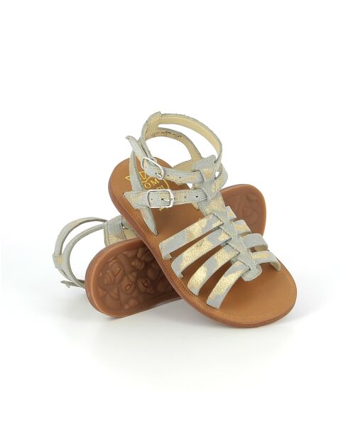 Plagettes Gladiator grijs/gouden sandalen