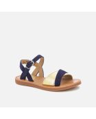 Plagettes Tek marineblauw/gouden sandalen