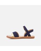 Plagettes Tek marineblauw/gouden sandalen