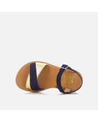 Plagettes Tek marineblauw/gouden sandalen