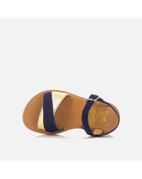 Plagettes Tek marineblauw/gouden sandalen