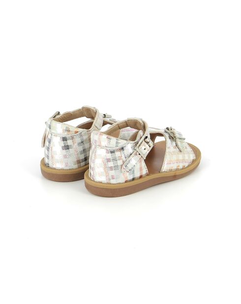 Veelkleurige sandalen met poppy-gesp
