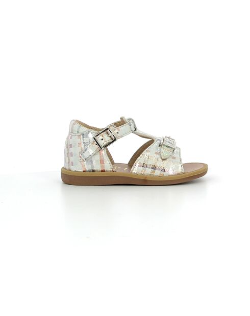 Veelkleurige sandalen met poppy-gesp