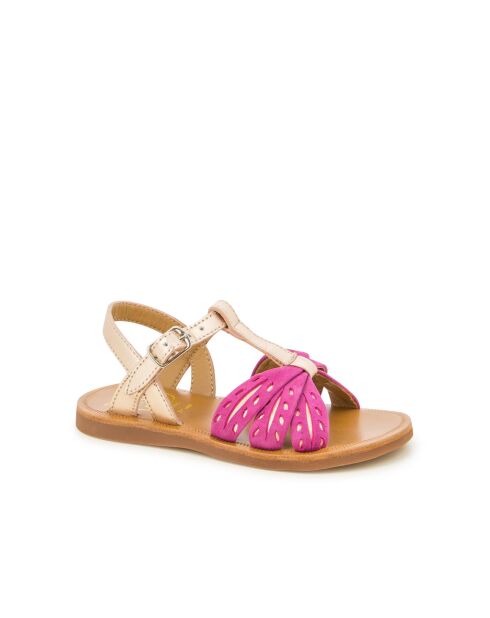 Plagettes Wheat sandalen met framboos/koper