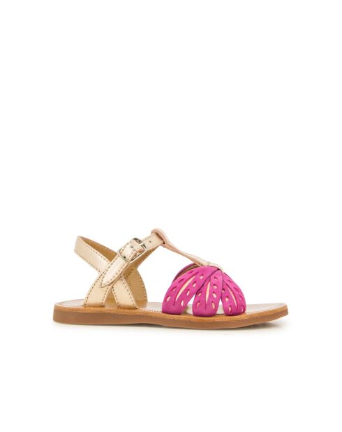 Plagettes Wheat sandalen met framboos/koper