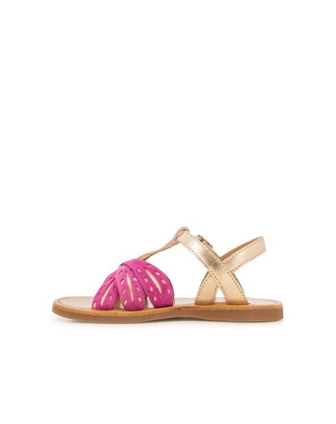 Plagettes Wheat sandalen met framboos/koper