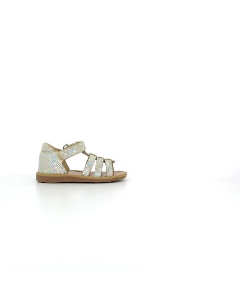 Mehrfarbige schillernde Poppy Strap Sandalen