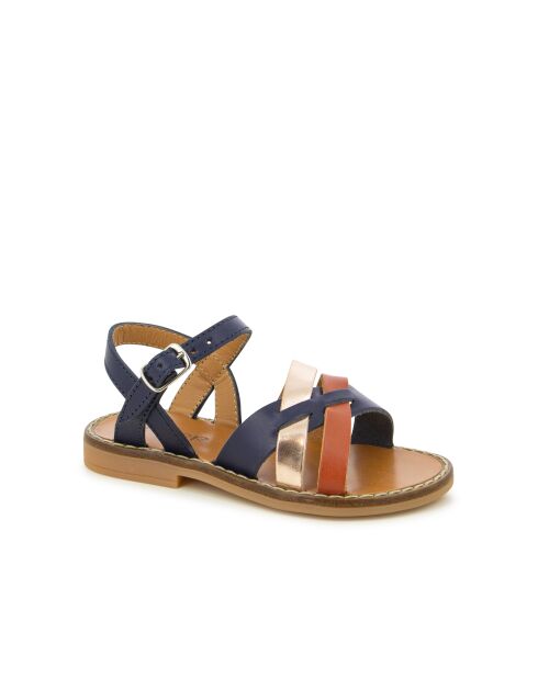Hera Cross Sandalen in Marineblau/Rost/Kupfer