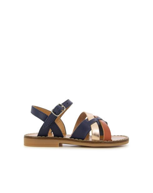 Hera Cross Sandalen in Marineblau/Rost/Kupfer