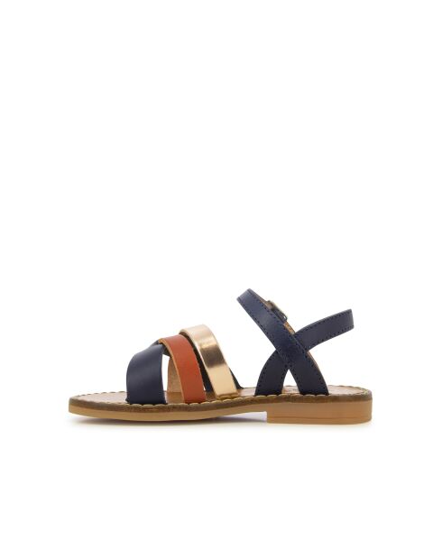 Hera Cross Sandalen in Marineblau/Rost/Kupfer