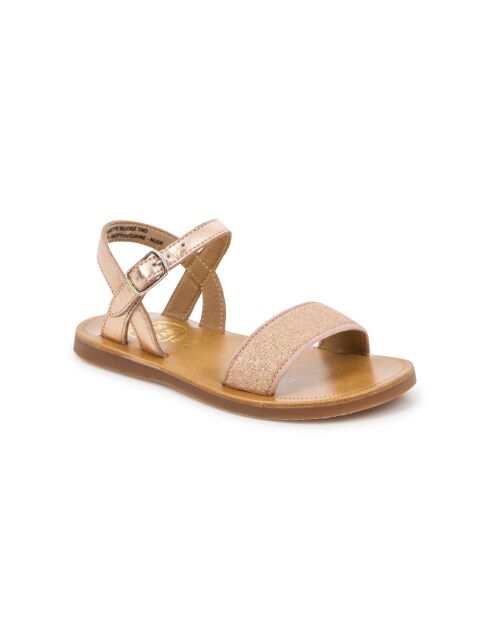 Plagettes Buckle Tao sandalen in koper/nude