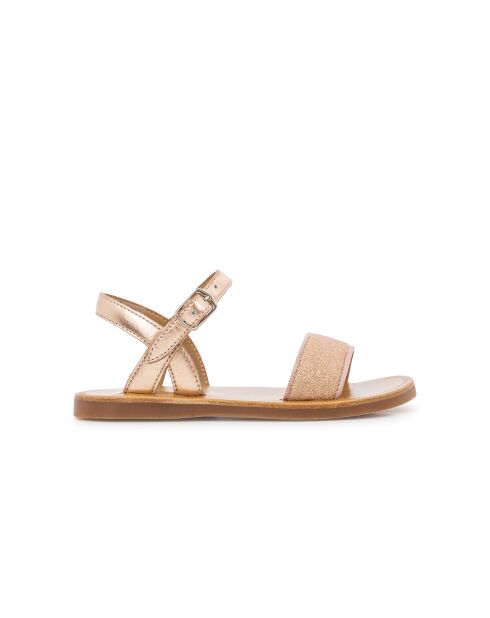 Plagettes Buckle Tao sandalen in koper/nude