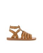 Kamelfarbene Gladiator-Plagettes Sandalen