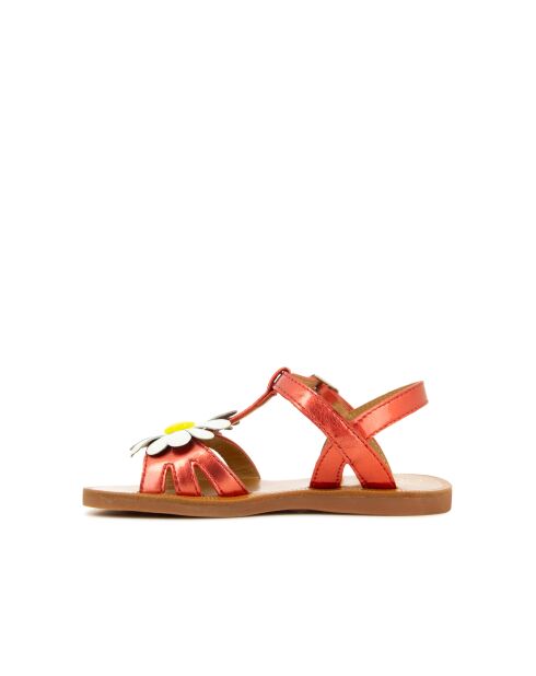 Big Flo rode sandalen met klaproos plagettes