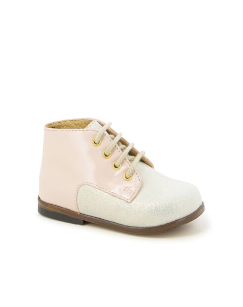 Zeus Derby schoenen wit/poederroze